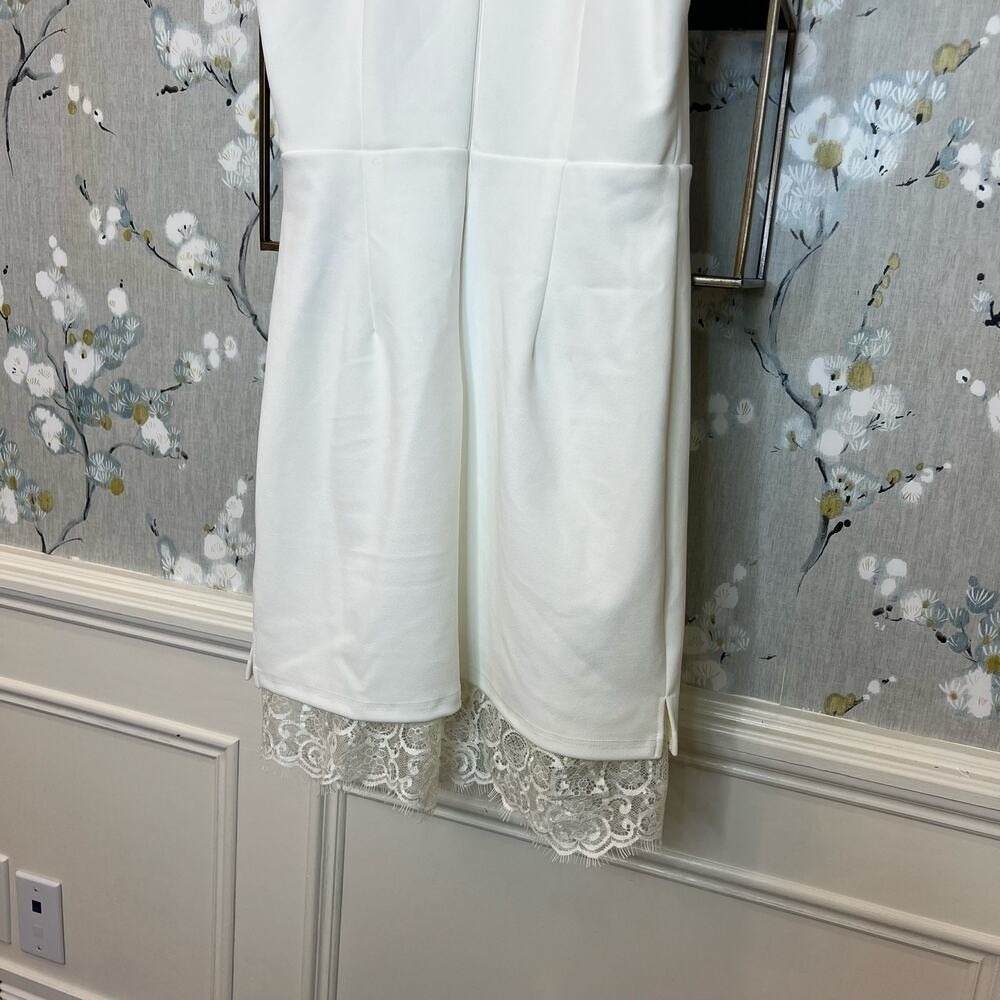 Lulus White Mini Dress with High Neckline and Lace Accent - Size M - Picture 7 of 9